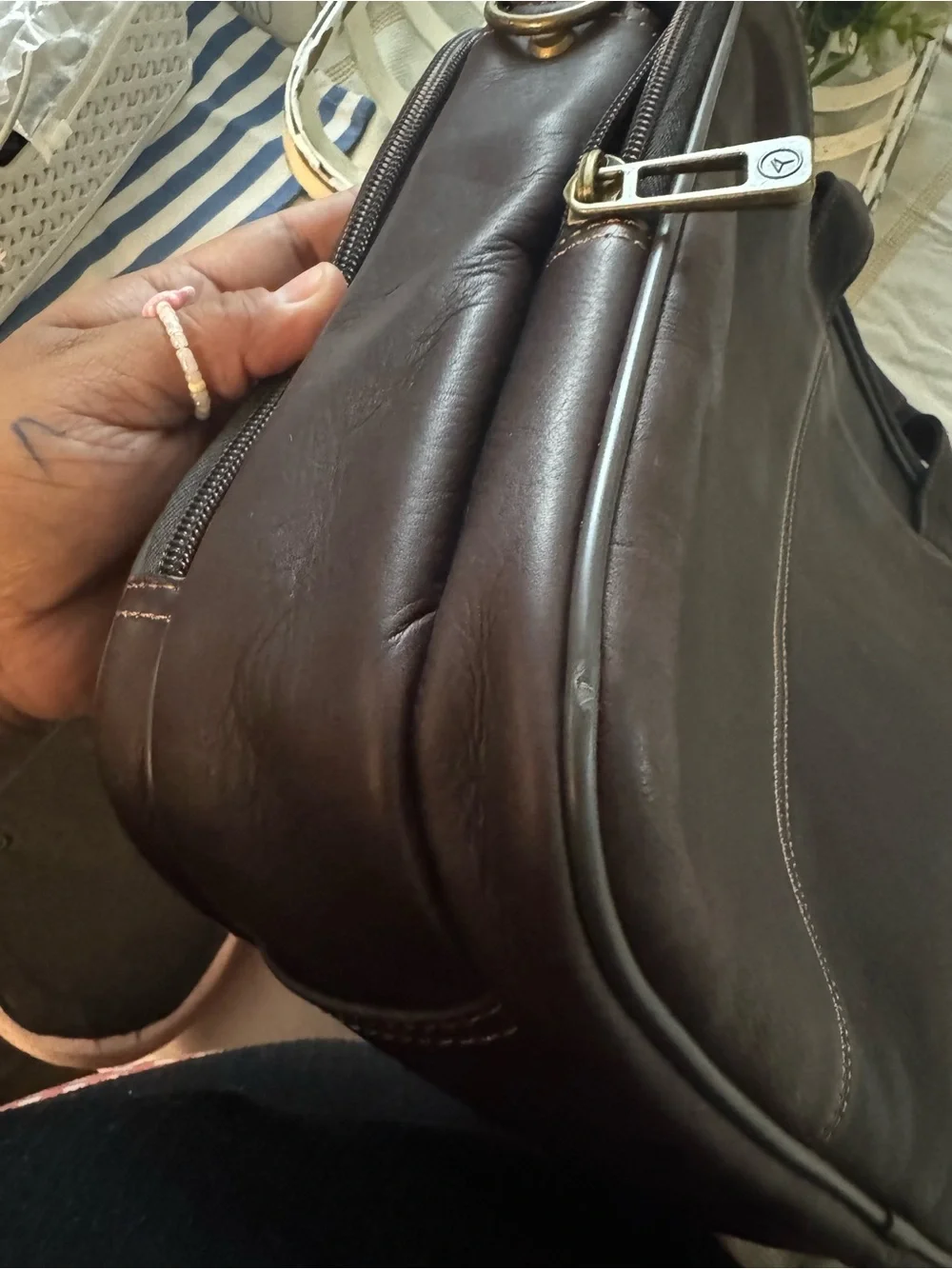 Heritage Dark Brown Leather Briefcase with Gold Hardware